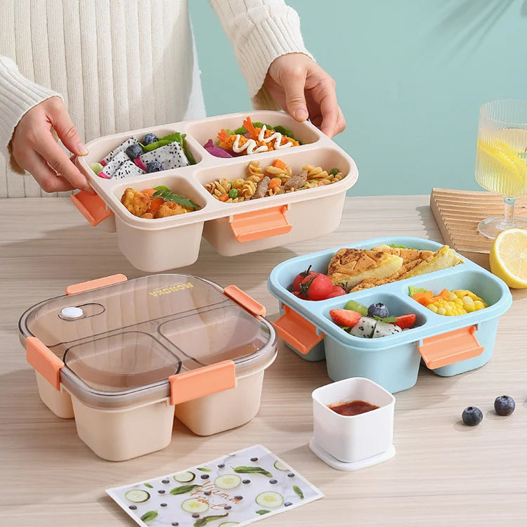 Food Grade Microwavable Lunch Box with Cutlery for School & Kitchen Use Plastic Dustproof & Waterproof