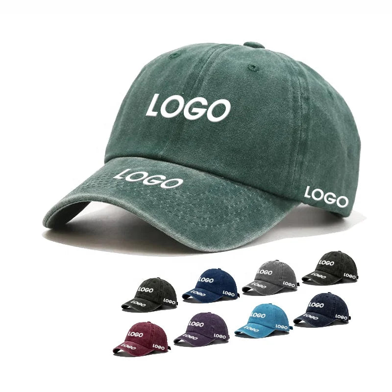 Unisex Retro Vintage Cotton Washed Adjustable Snapback Dad Hat Blank Solid Contrast Color Baseball Cap 6Panel Washed Sports Caps