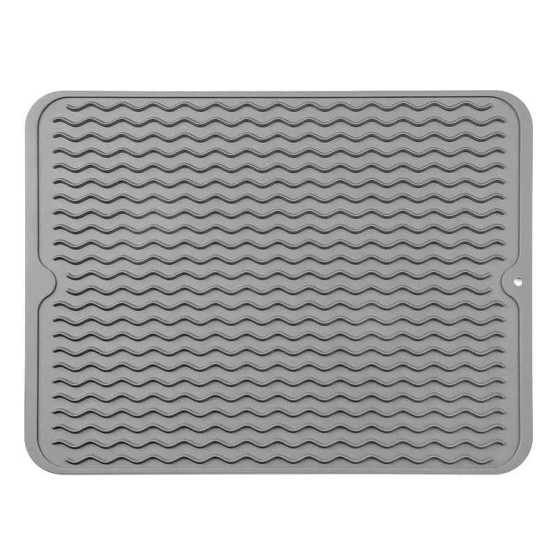Large Heat-Resistant Dish Drainer Mat Silicone Dish Drying Mat Easy Clean for Kitchen Counter