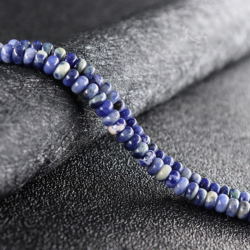 Wholesale Sodalite Jewelry Making Crafts Natural Polished Smooth Sodalite Rondelle Abacus Shape Beads 15.5"