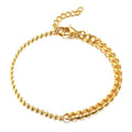 Non Tarnish18K Gold Cuban Link Chain Bracelet for Women Girls Fashion Half Ball Chain Half Cuban Link Chain Mixed Bracelets