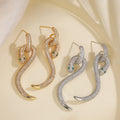 2025 Trendy Zircon Snake Earrings 18K Gold Plated Brass Earrings Fashion Jewelry for Women Girls