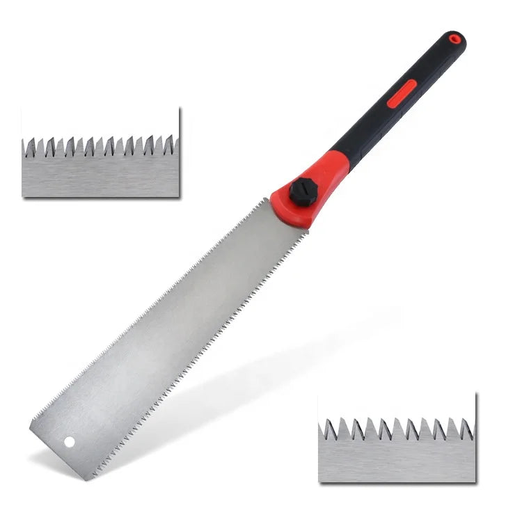 Fixed Blade 0.4\" Plastic Anti-Skid Handle White 65MN Steel OEM Woodworking Pull Hand Saw Three Sides Teeth for DIY Projects