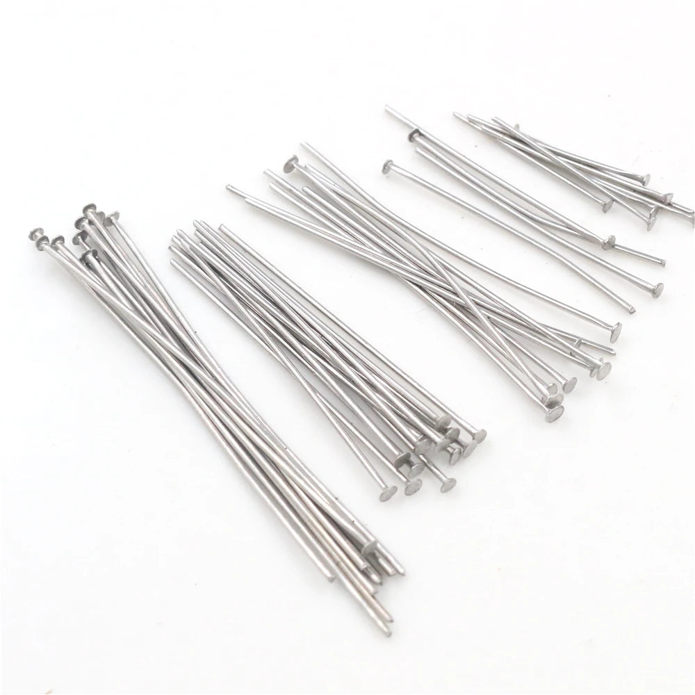 No Fade 100pcs/Lot 20-70mm Stainless Steel Flat Head Pin Findings Headpins for Jewelry Making DIY Supplies Accessories
