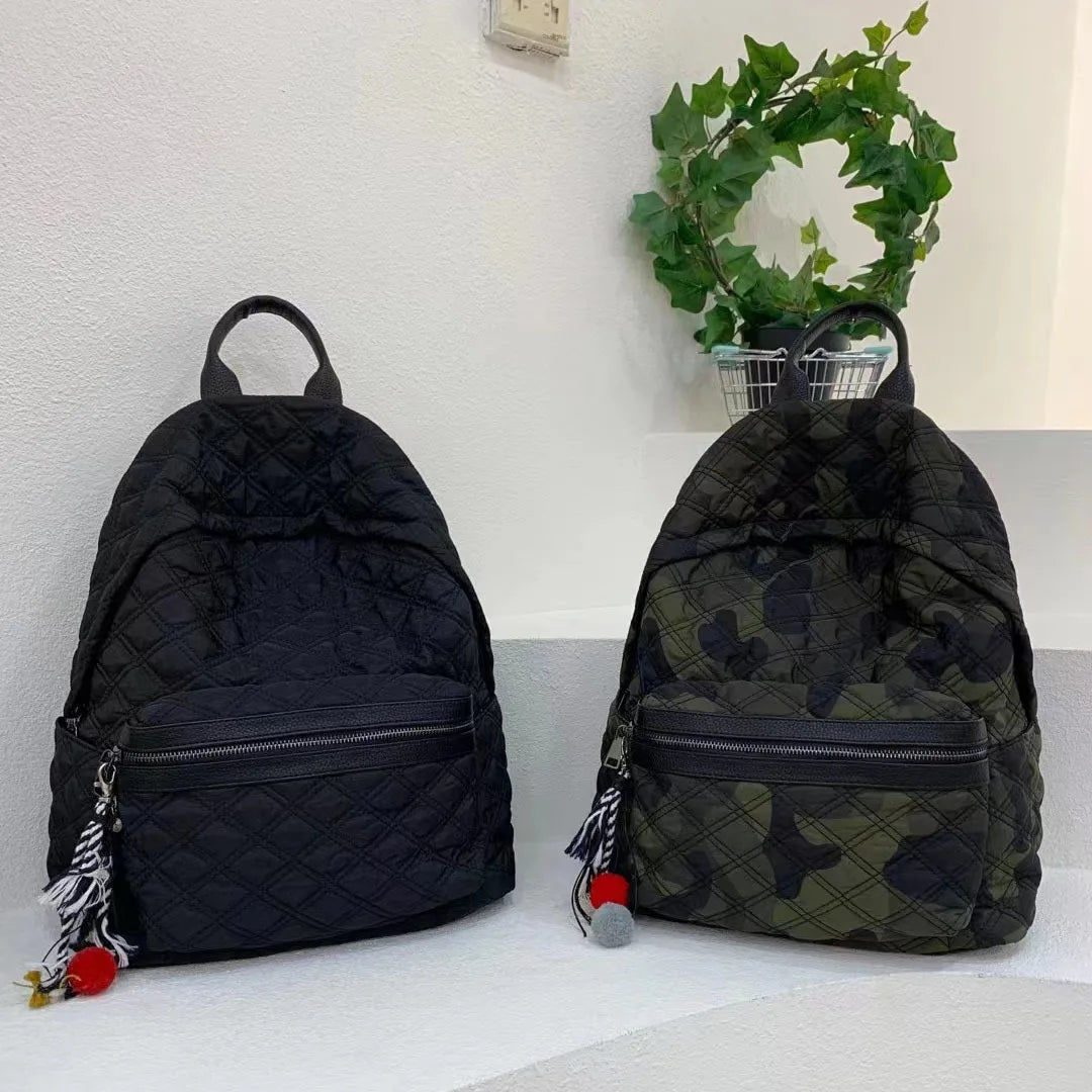 Hot Sale New Women Autumn Winter Multi Function Puffer Backpack Camo Black Star Puffer Camouflage Backpack