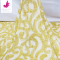 Hot Selling Gold Heavy Beaded Tulle Lace With Shiny Sequins Fabric for Party Dress  HY2215