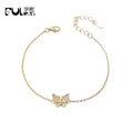 Beautiful Elegant Adjustable Charm Bracelet 925 Sterling Silver  Gold Plated Cz Cubic Zirconia butterfly Link Chain Bracelet
