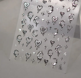 5D Heart Moon Star Sun Bronzing Nail Art Sticker Decals Nails Valentines Day Decoration Stars Bow Nail Sliders Manicure Stickers