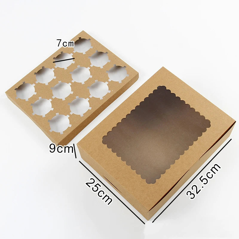 1 2 4 6 12 Cup Egg Tart Cake White Kraft Paper Packaging Boxes with Window and Inner Tray