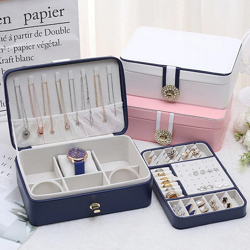 Wholesale Pu Trinket Box Custom Luxury Gift Earring Ring Necklace Storage Box Portable Travel Leather Jewelry Organizer Case