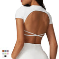 High Impact Shockproof Short Sleeve Yoga Crop Tops Women Athletic Yoga Shirts Workout Top