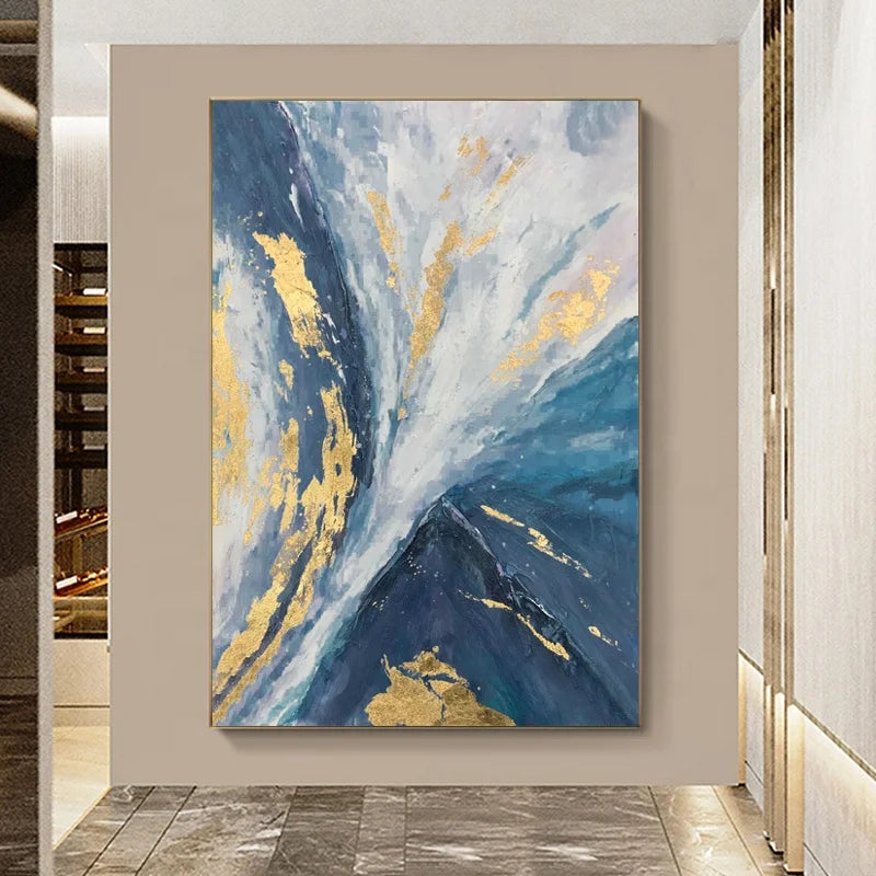 Modern Handmade Abstract Oil Painting on Canvas with Frame by JZ Arts for Living Room Decor