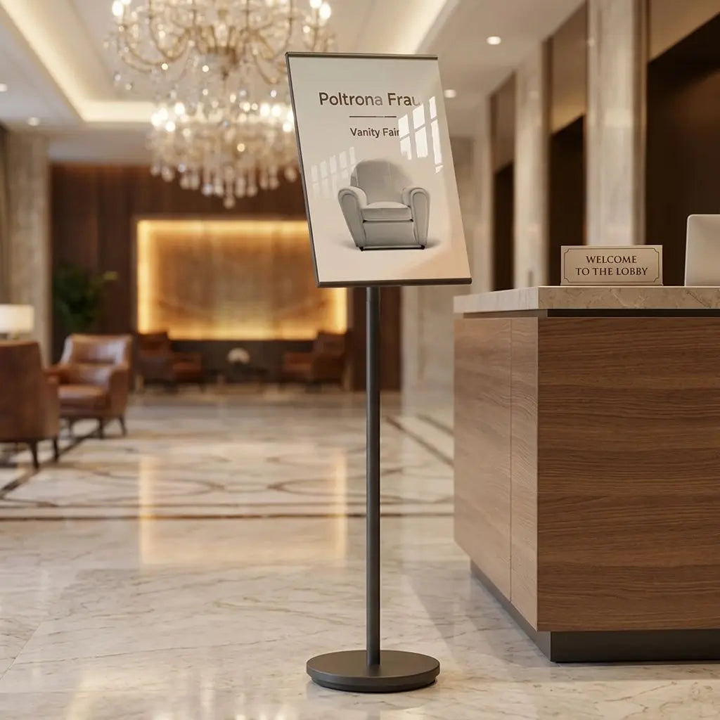 BOZE Frameless Aluminum Signage Premium Guide Sign UV-Resistant PVC Cover A3/A4 Size for Airports Museums Shopping Malls