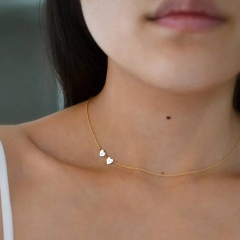 Joolim Jewelry Gold Plated Dainty Love Heart Pendant Choker Necklace Stainless Steel Jewelry Wholesale