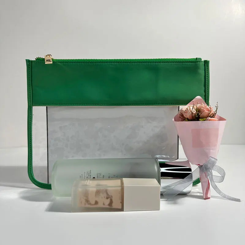 Flat Pouch Wrist Purse Bag Travel Clear Letter Transparent PVC Cosmetic Makeup Bags Ladies Cosmetic Bag for Girls