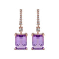 Ladies Earring Rose Gold Plated Birthstone Amethyst CZ Ladies Natural Gemstone Drop Earrings
