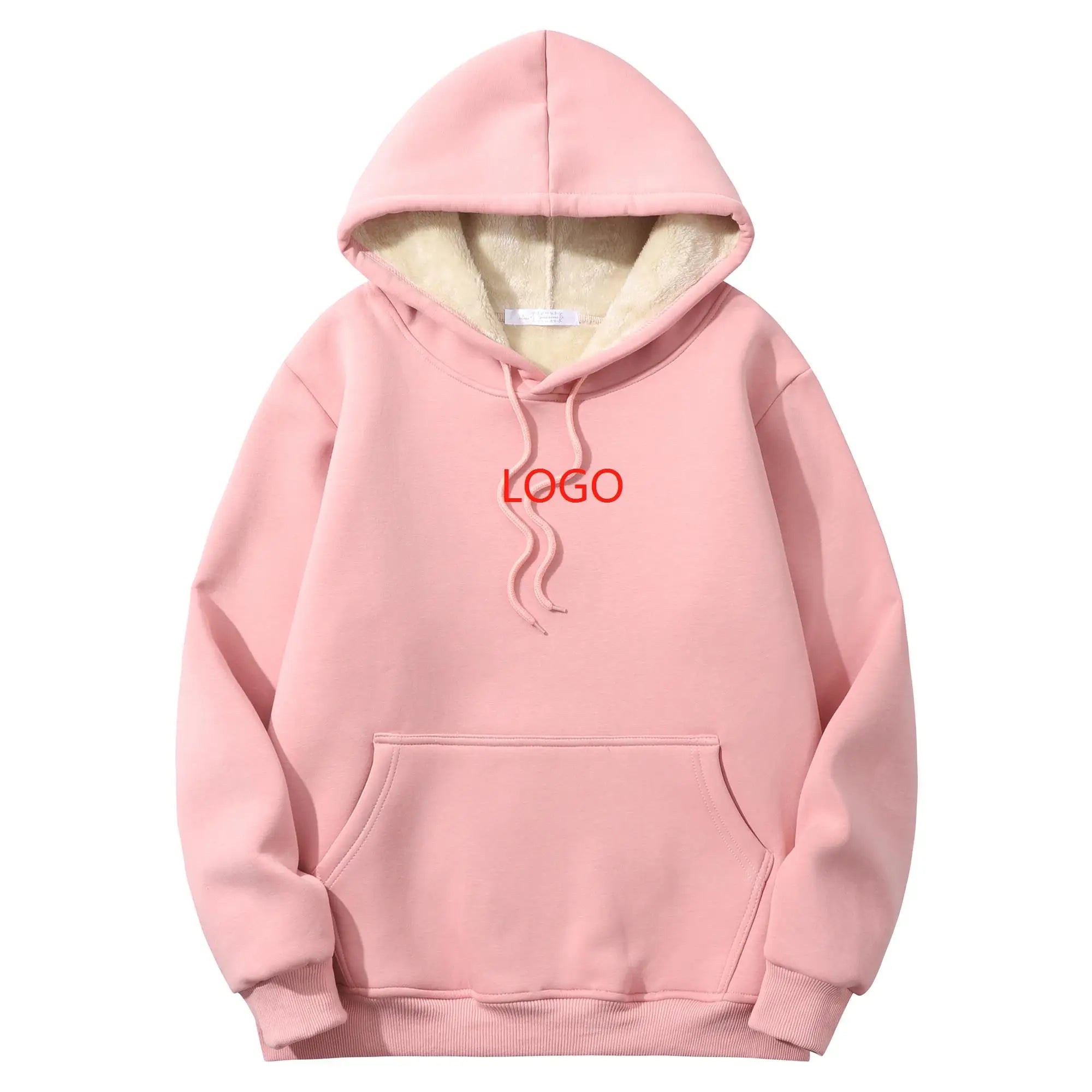 Custom Winter Hoodies Men Sherpa Fur Heavy Fleece Lined Hoodie Embroidery Warm Fluffy Hoodie