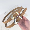 Elegant Ladies Belts Fashion Cowhide Leather Waist Belt for Jeans Pants New Trendy Women Brown Leather Belt with Golden Buckle