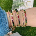 Trendy Double-deck Style 18K Plated Brass Rainbow Zircon BraceletsExquisite Luxury Multi Shape Crystal Bangle Charm Jewelry S60