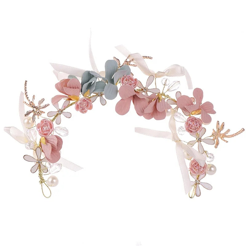 New Fashion Wholesale Blue Cloth Flower Headband for Girls Fashionable Hair Accessories for Kids Parties