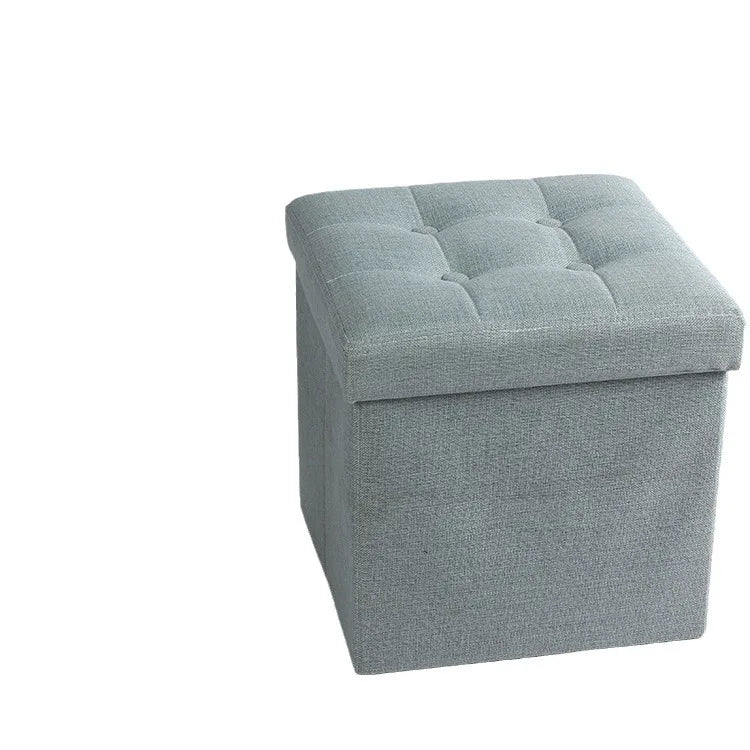 Square Fashion Simple Collapsible Folding Multi-functional Wholesale Cotton Linen Storage Footstool Ottoman for Furniture