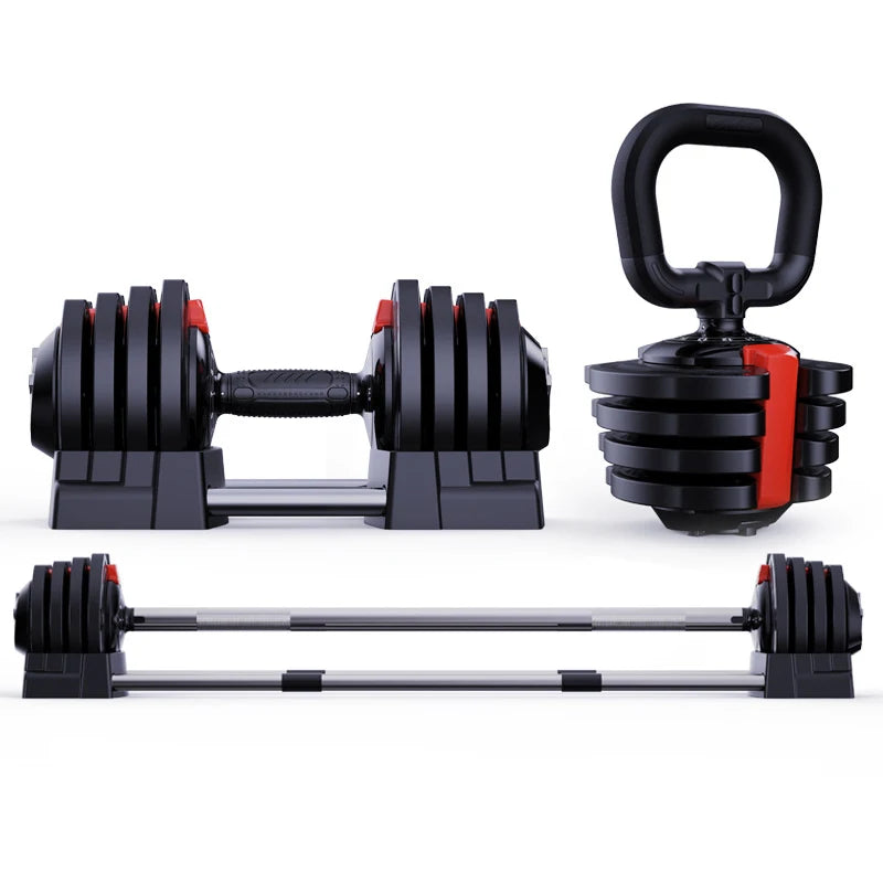 Factory Directly Supply 24Kg Adjustable Dumbbell Plate Weights Set Integrated Gym Trainer Universal Use Durable Silicon Steel