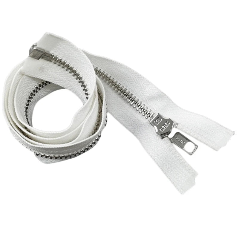 Cheap Price Dongguan Factory Wholesale White Color Open End Metal Jeans Zipper for Jackets Bags Industrial Apparel Accessories