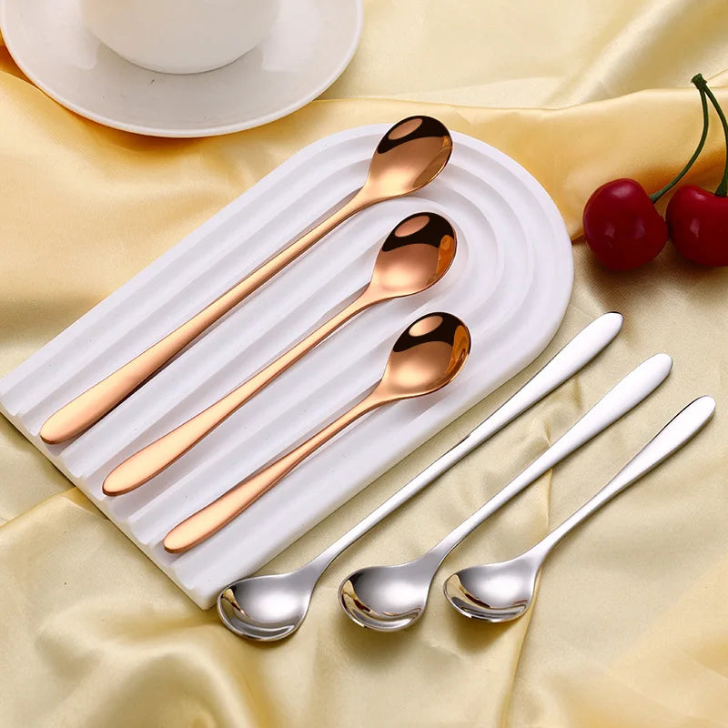 New 304 Stainless Steel Long Handle Ice Spoon Coffee Stirring Spoon Restaurant Dessert Cocktail Spoon