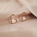 S925 Silver Needle Light Luxury Stud Earrings Trendy Black Heart Hoop Earring Gold Plated Pearl Earring for Women