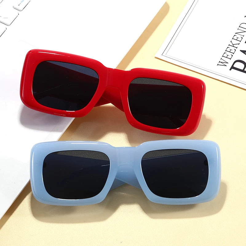 Eyewear Retro Vintage 90s Sun Glasses Cheap Solid Thick Rectangle Men Women Fashion Trendy Sunglasses