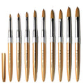 Custom Gold Metal Rod Pure Kolinsky Acrylic Nail Brush Private Label Crimped Head Nail Art Brushes Supplies for Acrylic Manicure