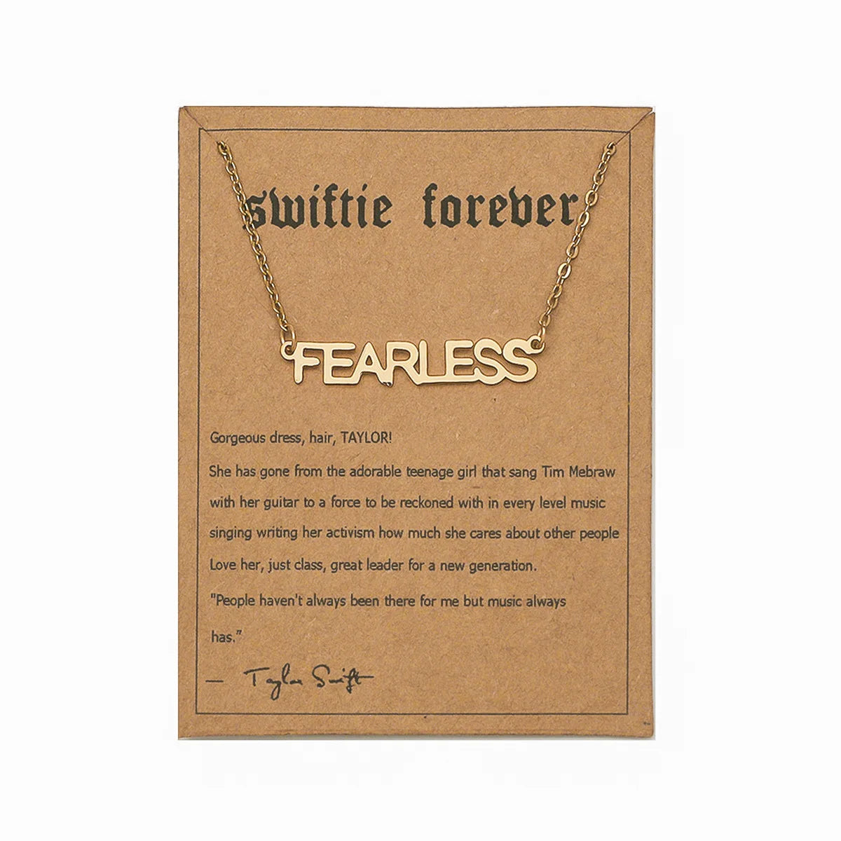 Dainty Non Tarnish 18K Gold Plated English Letters FEARLESS Lover SWIFIE Evermore Stainless Steel Necklace Jewelry for Women