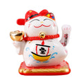 Japanese  Figurines 4.5inches Ceramic Waving Hand Arm Fortune Solar Lucky Cat  for Car Decoration