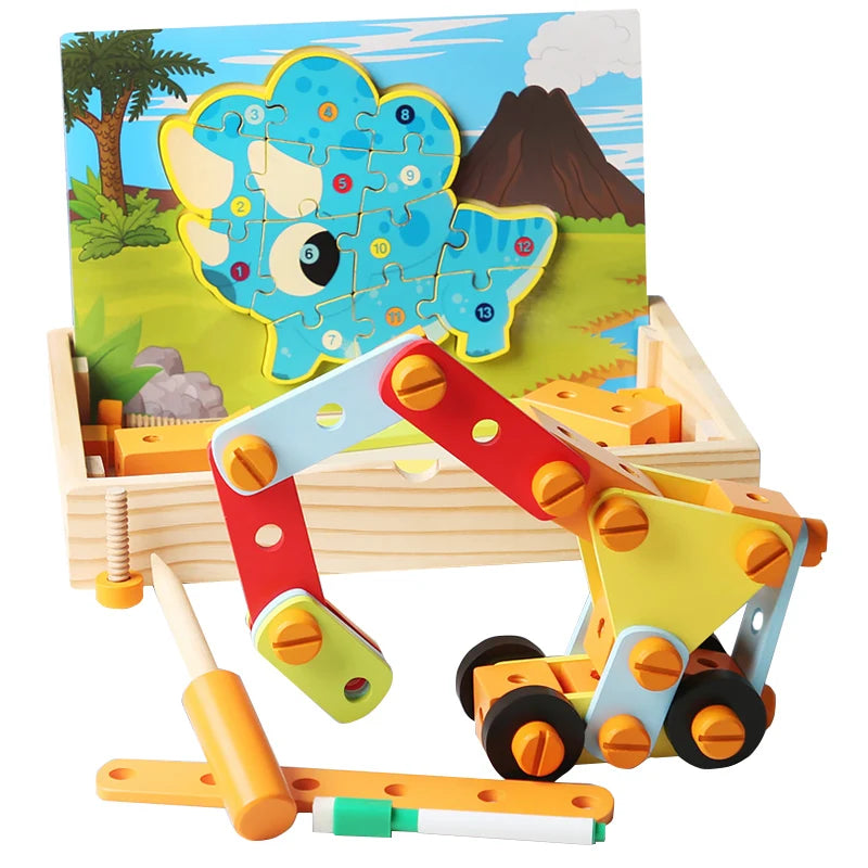 Multi-functional Nut Removal Combination Game Box Creative Building Blocks with Tabletop Toys Wooden Toys Kids Boys Girls