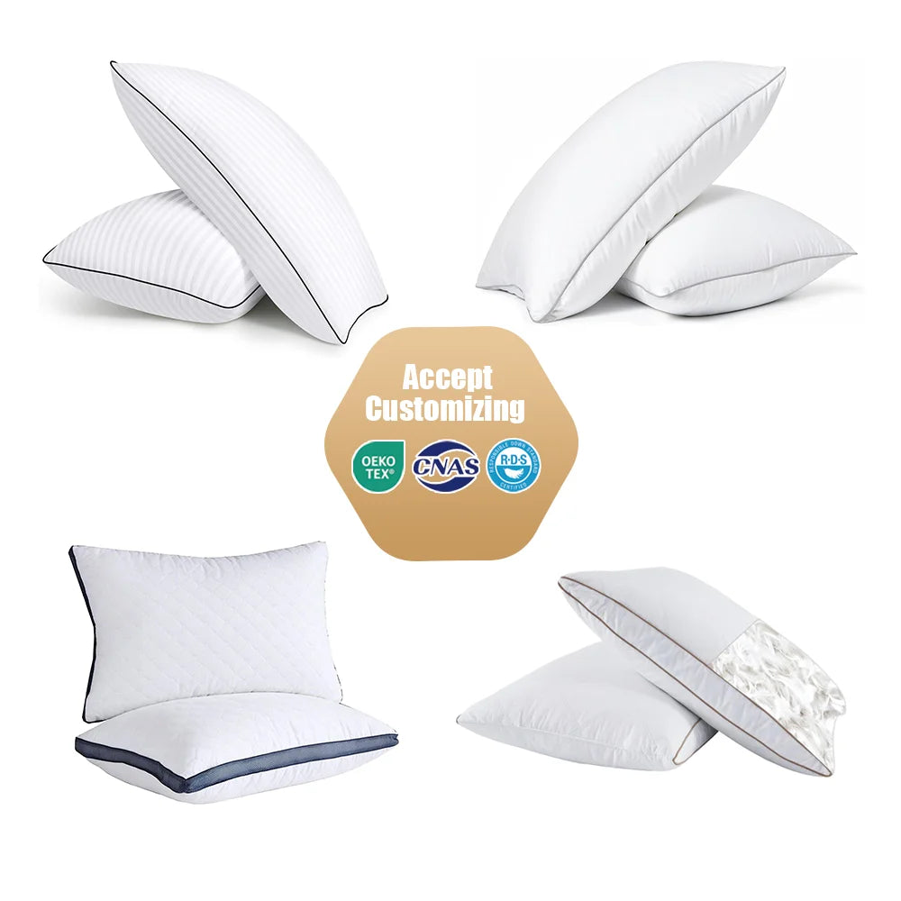 Customized  White Goose /Duck Feather Down Pillow Inner Cushion Pillow Insert for  Home/Hotel