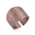 Vintage Seven Archangels Copper Open Viking Secret of Universe Ring for Men Talisman Rune Pattern Chunky Rings