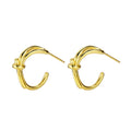 Chunky 18K Gold Plated 925 Sterling Silver Trendy Twisted Rope Knot Double Wire Hollow Stud Earrings for Women Parties & Gifts