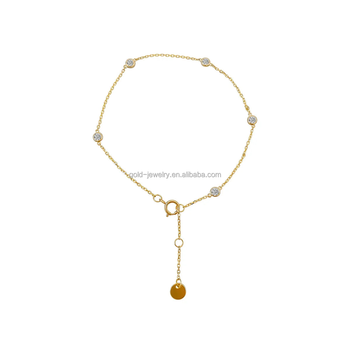 New Arrival Simple 14K Gold Jewelry Solid Yellow Gold Lab Diamond Bracelet for Girl