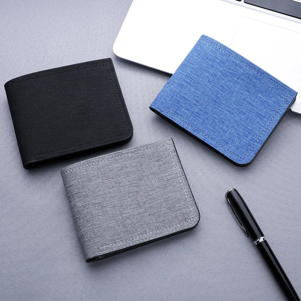 Men's Canvas Wallet Short Simple Fashion Zipper Buckle Ultra-thin Men's Wallet