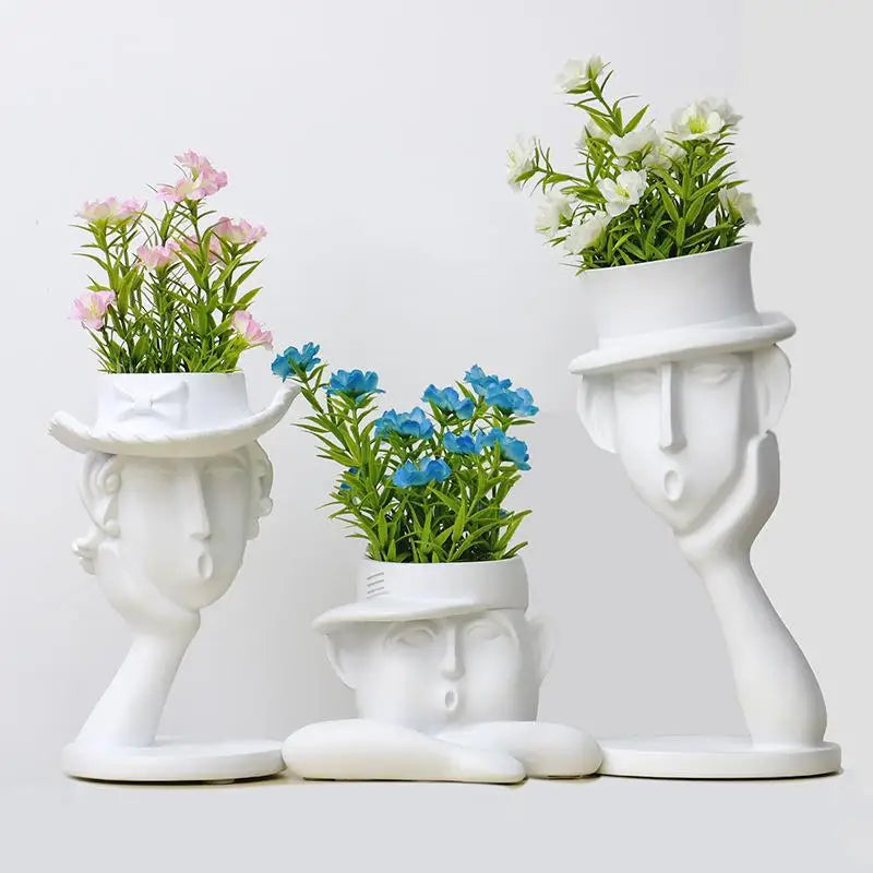 Creative Resin Table Top Flower Pot Balcony Gardening Succulent Green Planter Potted Container Home Decor