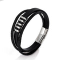 Hot Selling Men's Wristband Cuff Bracelet Stainless Trendy Leather Steel Leather Bracelet for Men