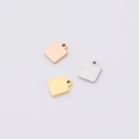 Customizable 18K Gold Plated Stainless Steel Square Jewelry Tags PVD Blank Laser Engraved with Classic Style for Children