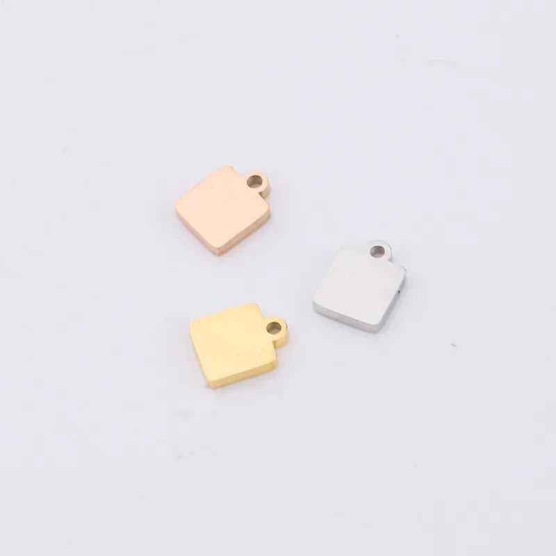 Customizable 18K Gold Plated Stainless Steel Square Jewelry Tags PVD Blank Laser Engraved with Classic Style for Children