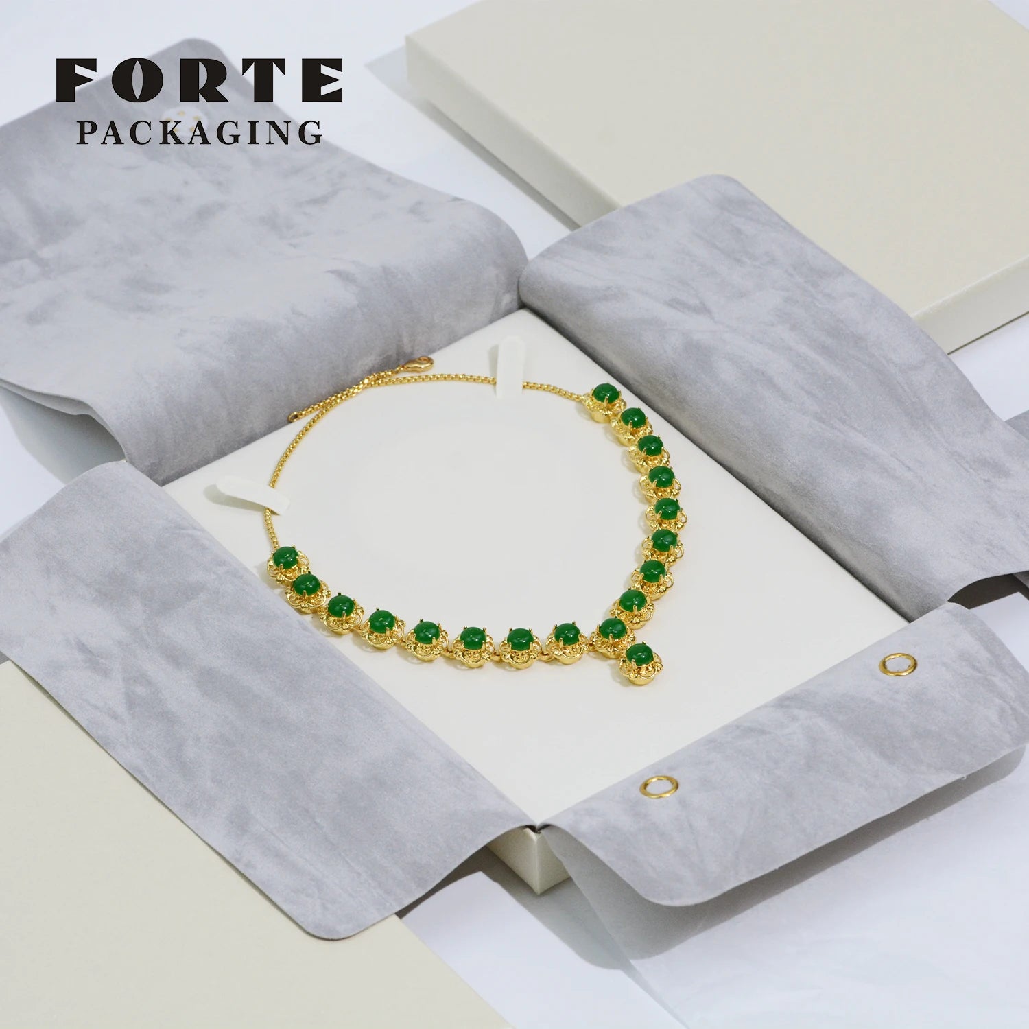 FORTE High End Custom Logo Rectangle Leather Eco-friendly Jewelry Packaging Gift Box for Wedding Rings Earrings Bracelets