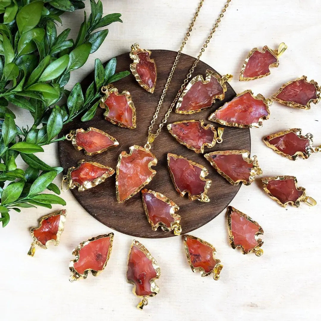 Casual Jewelry Handmade Charm Pendant Rose Quartz Amethyst Stone Arrowhead Pendant Women Gift