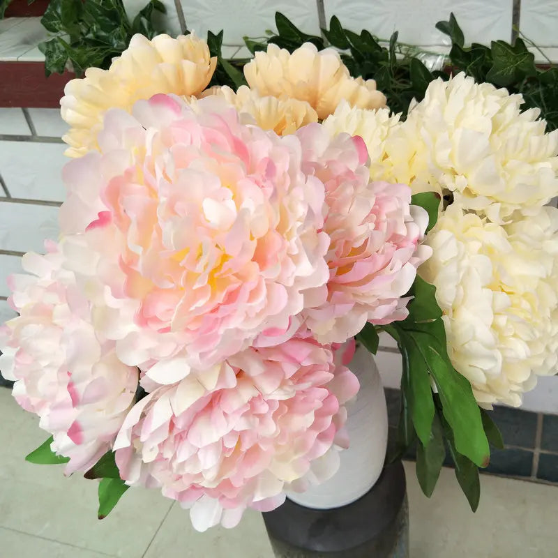 M548 High Quality Big Artificial Peony Silk Flower bunch Peony Bouquet