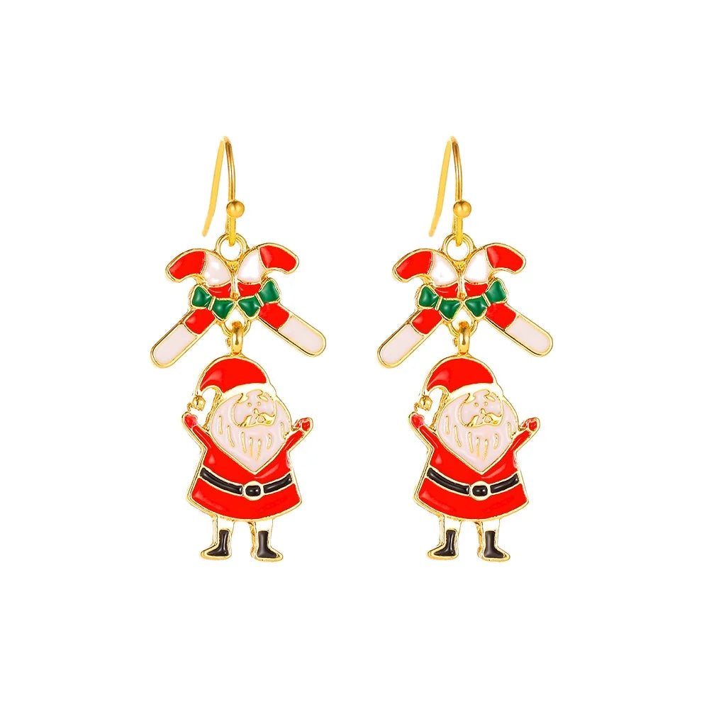 Christmas Three Piece Gifts Set Personalized Oil Dripping Santa Bell Earring Set Jewelry for Women