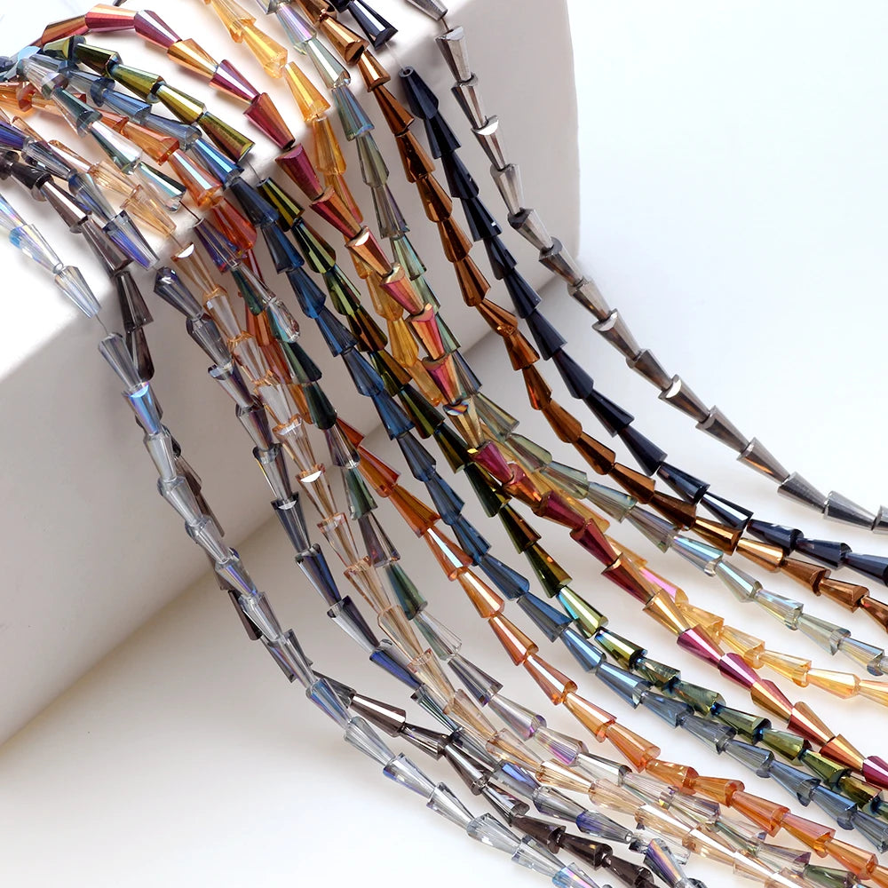 Conical Pagoda Glass Beads for Jewelry Making Subulate Crystal Beads for Pendant Necklace Earring DIY Accessories 5strips/batch MegaBDM