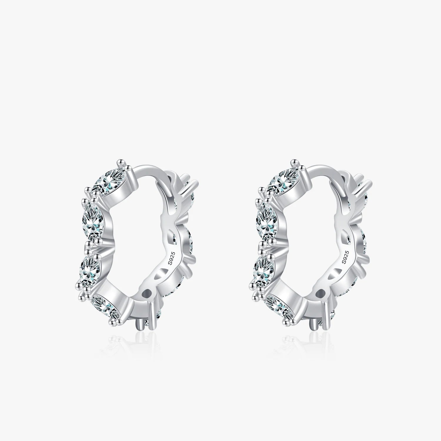 Ailmay Luxury Dazzling Irregular Zirconia 925 Sterling Silver Earrings for Women Romantic Wedding Engagement Fine Female Jewelry
