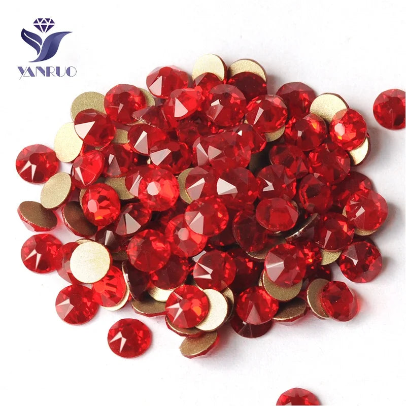 YANRUO Siam Color Red Glass Rhinestones Exotic Dancewear Rhinestone